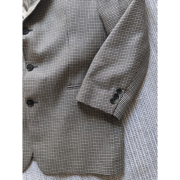 Jacobson's Men's 40 Tan Brown Check Silk Wool 3-Button Blazer Sport Coat Blazer - Picture 3 of 12